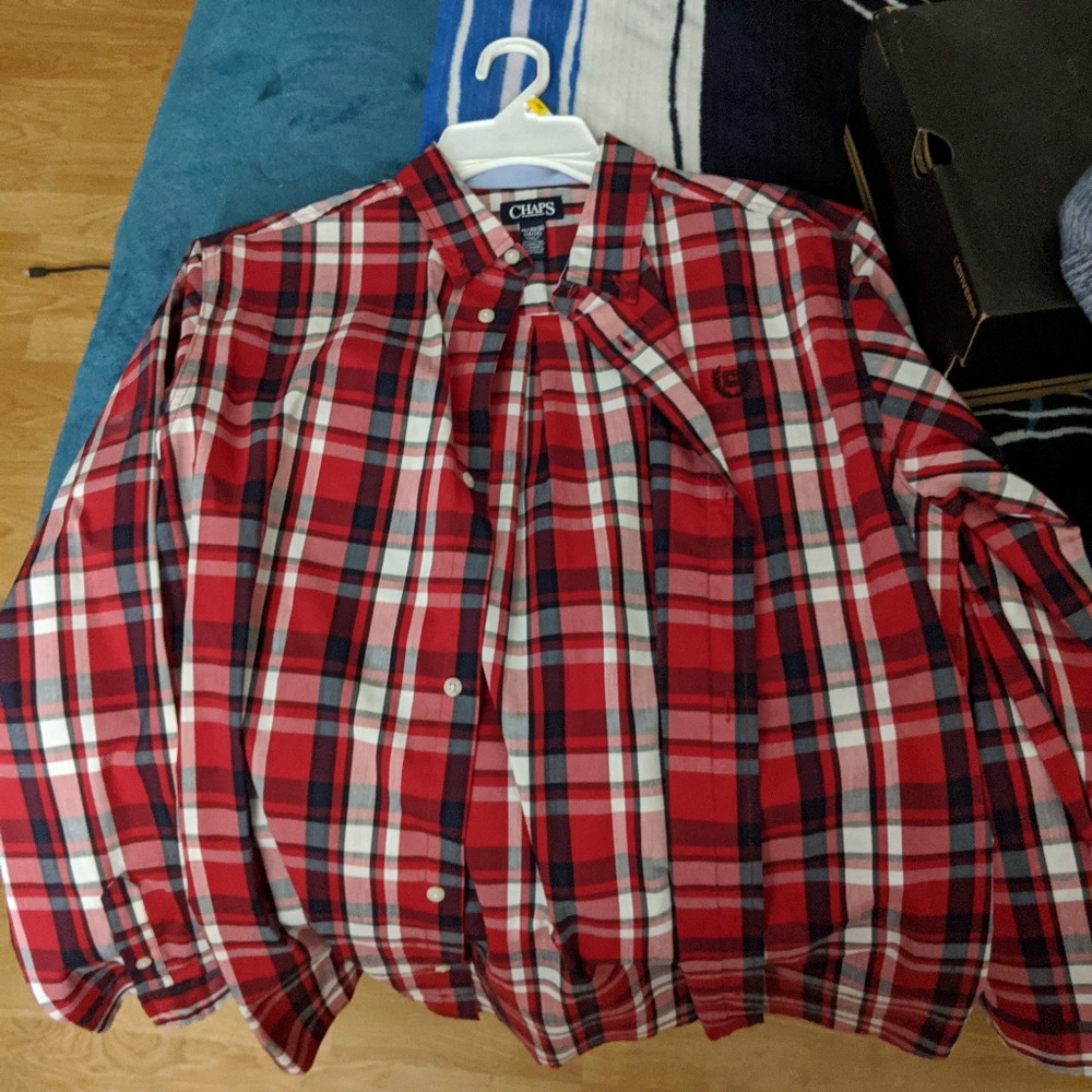 Chaps red black and white shirt